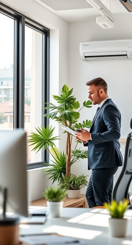 Business Mann im klimatisierten Büro